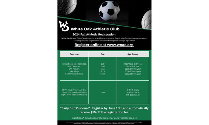 2024 Fall Soccer Registraion Open and Volleyball Registration is open